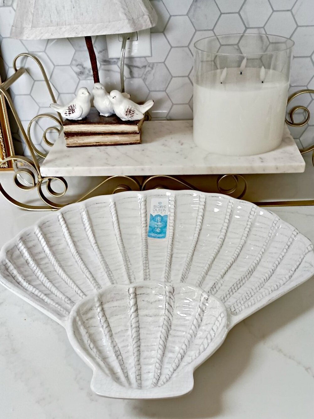 NEW! BEACH COTTAGE COASTAL MELAMINE SHELL SERVING PLATTER